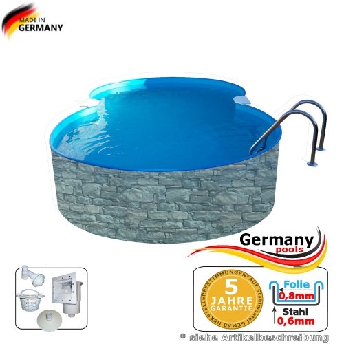 4,7 x 3,0 x 1,2 Achtformbecken Stein-Optik Achtform-Pool Stone