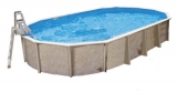 12,50 x 6,40 x 1,32 m Stahlwandpool oval Center Pool freistehend Set