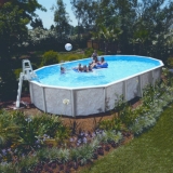 9,75 x 4,90 x 1,32 m Stahlwandpool oval Center Pool freistehend Set